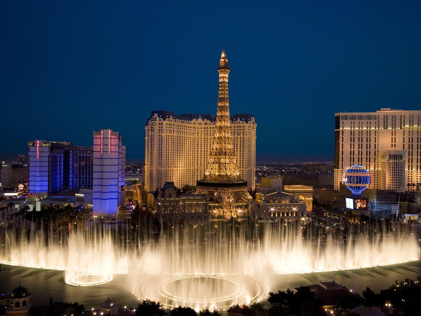 Bellagio Fountains and City View Wallpaper