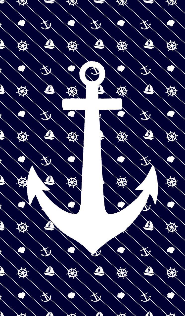 Anchor on a background of nautical icons. Nautical Prints