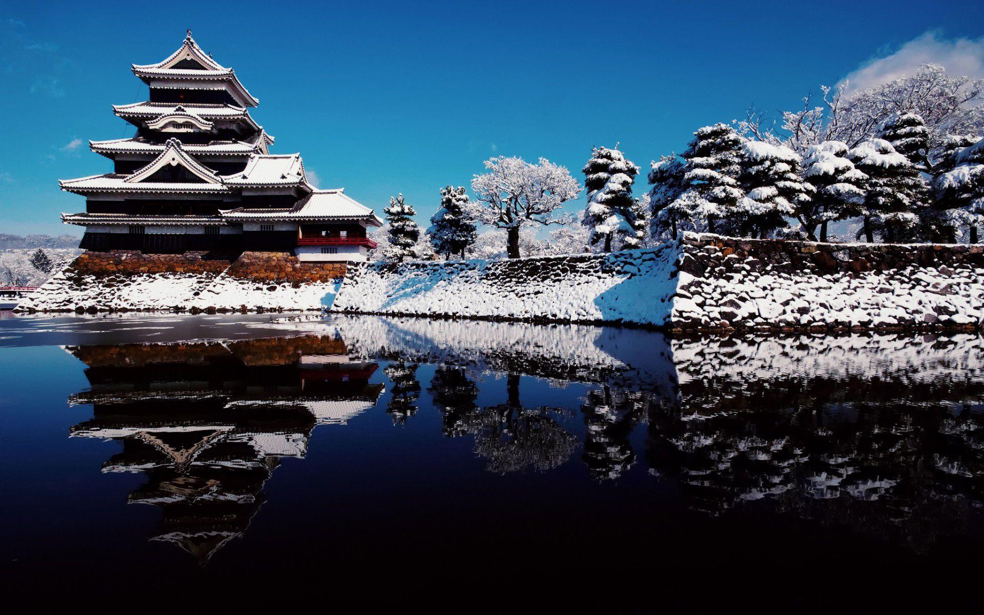 Japanese pagoda in winter Wallpaper for your Desktop