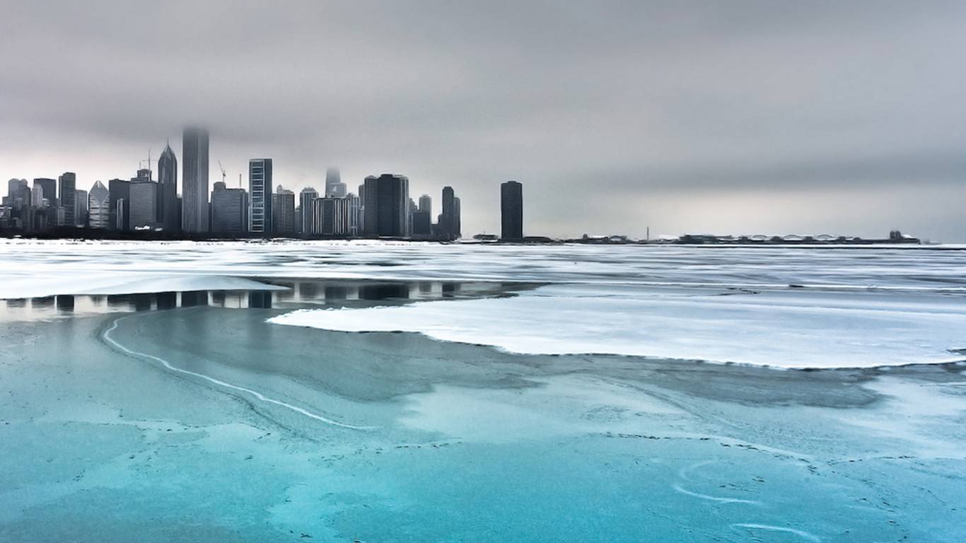 Image Big Winter Chicago City Frozen Lake