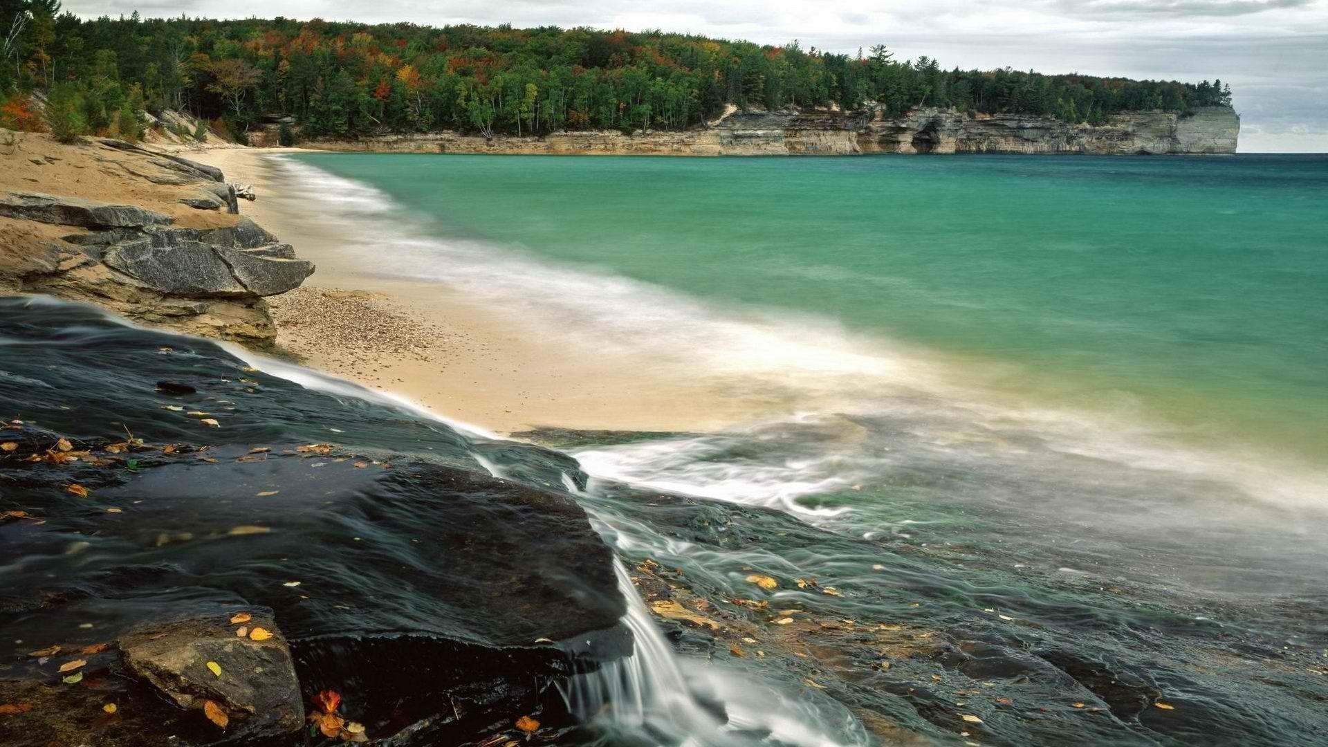 Superior Tag wallpaper: National Beach Chapel Lake Michigan Rocks