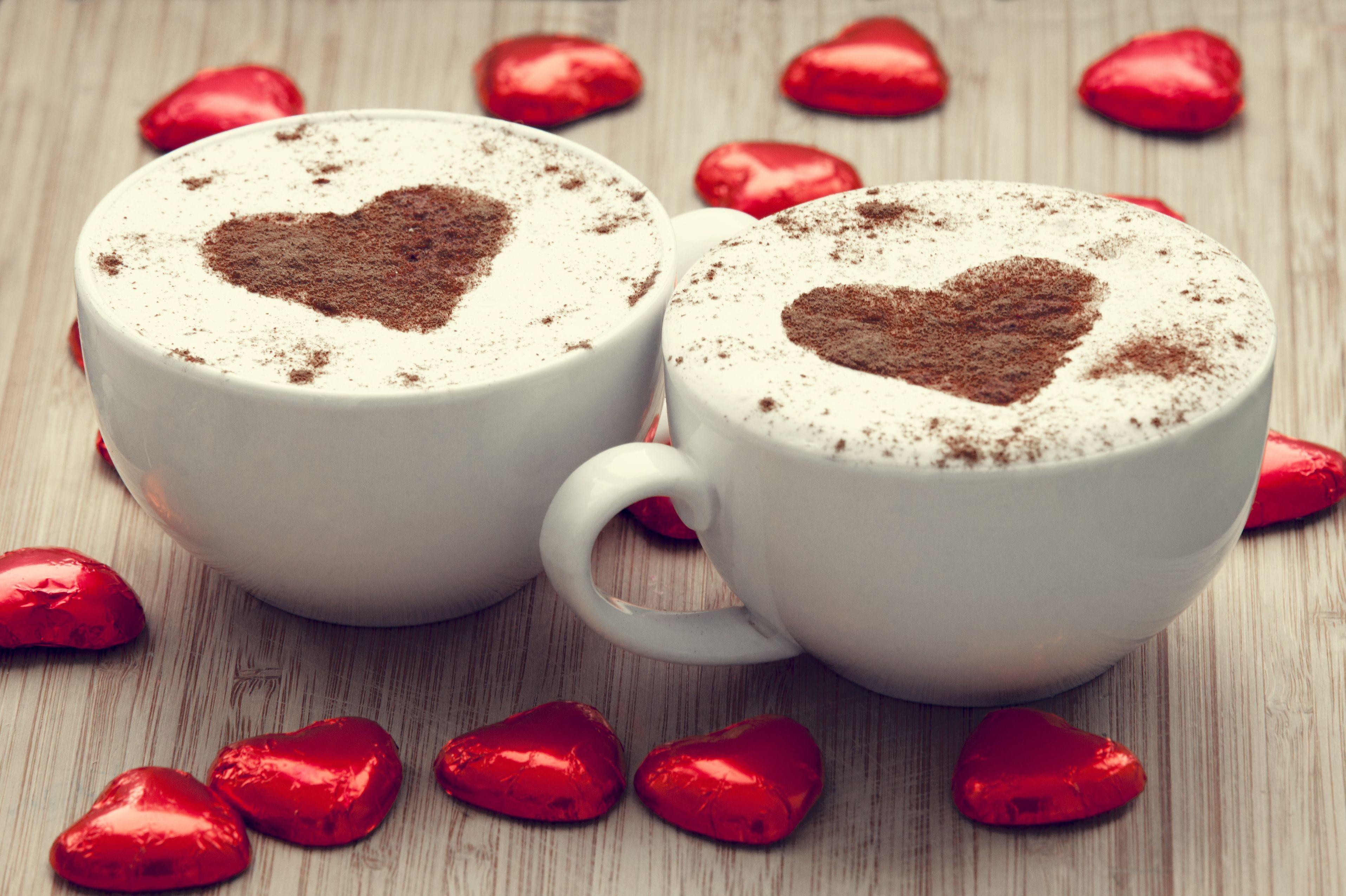 image Valentine's Day Heart Coffee Cappuccino Cup Food 3830x2550