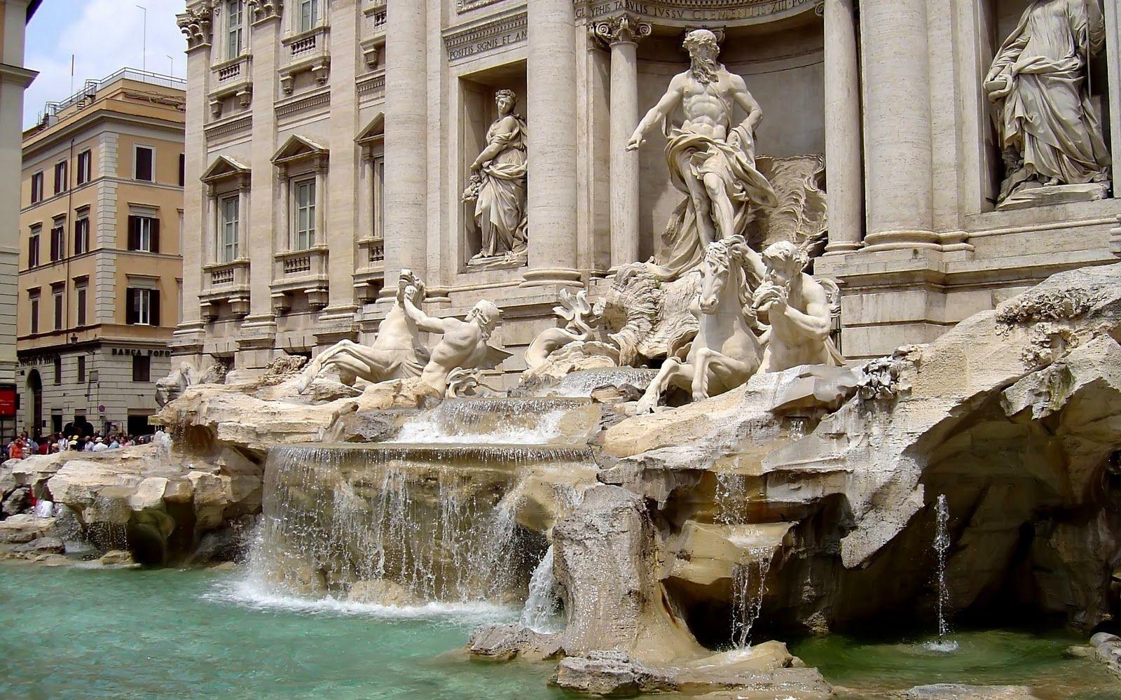 Trevi Fountain Statues Art Wallpaper