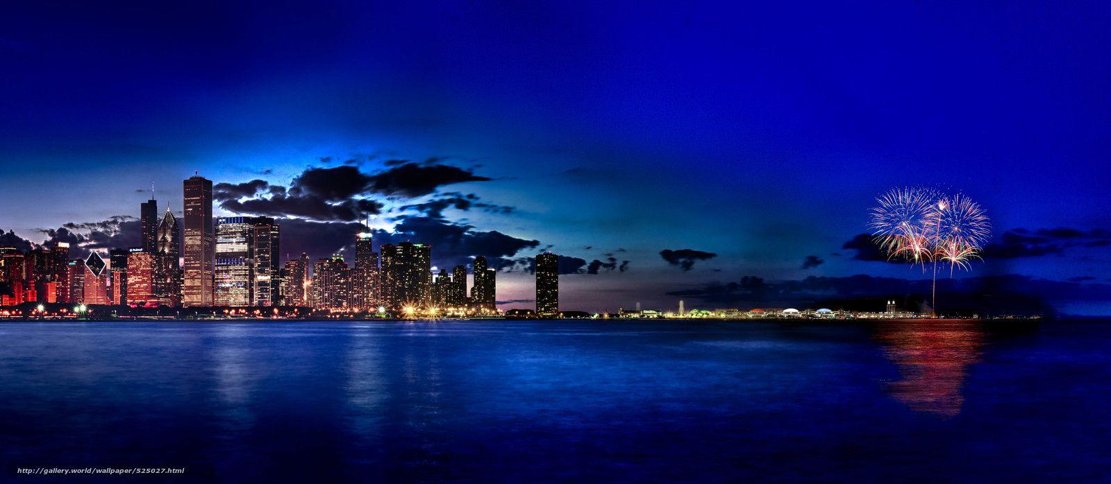 Download wallpaper navy pier, fireworks, Chicago, city free