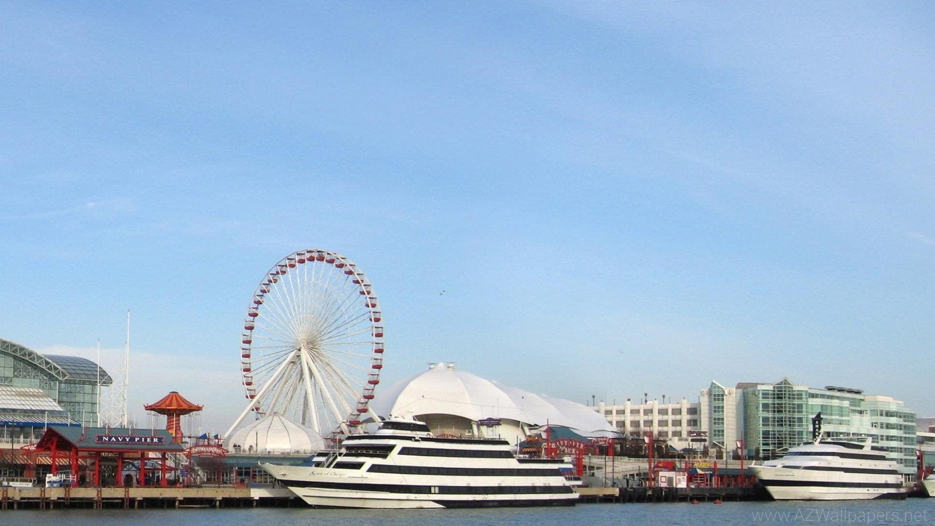Chicago Navy Pier Ships HD Wallpaper Desktop Background