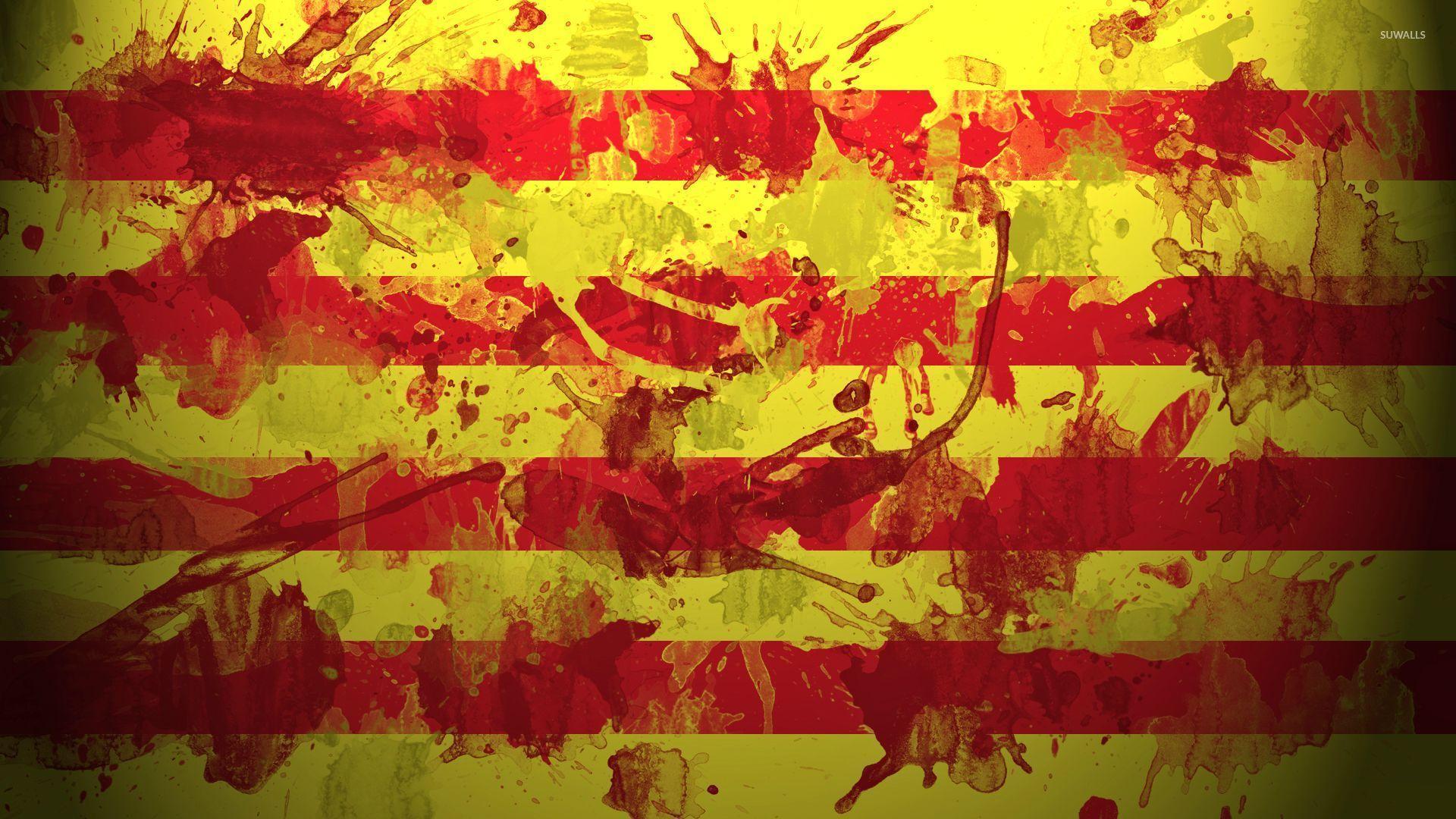 Catalonia flag with paint splash wallpaper Art