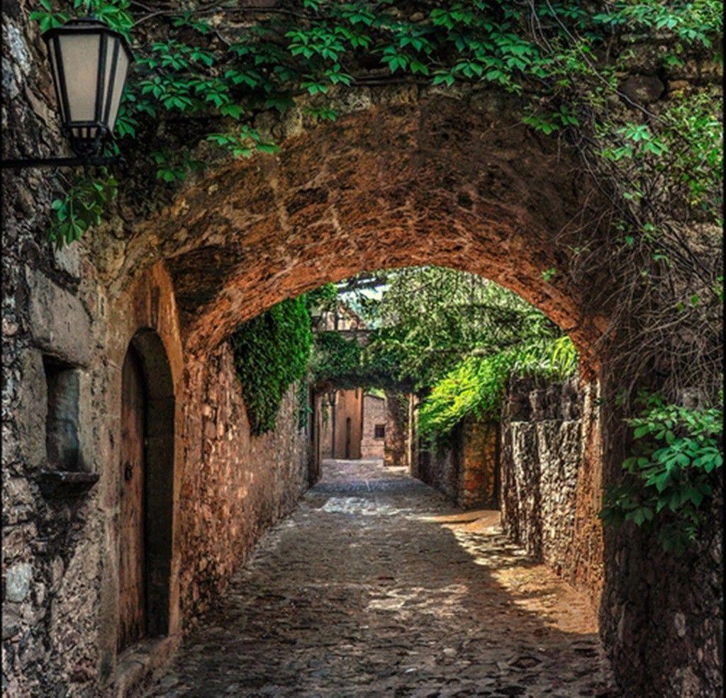 Houses: Catalonia Spain Mura Green Street Stones Architecture