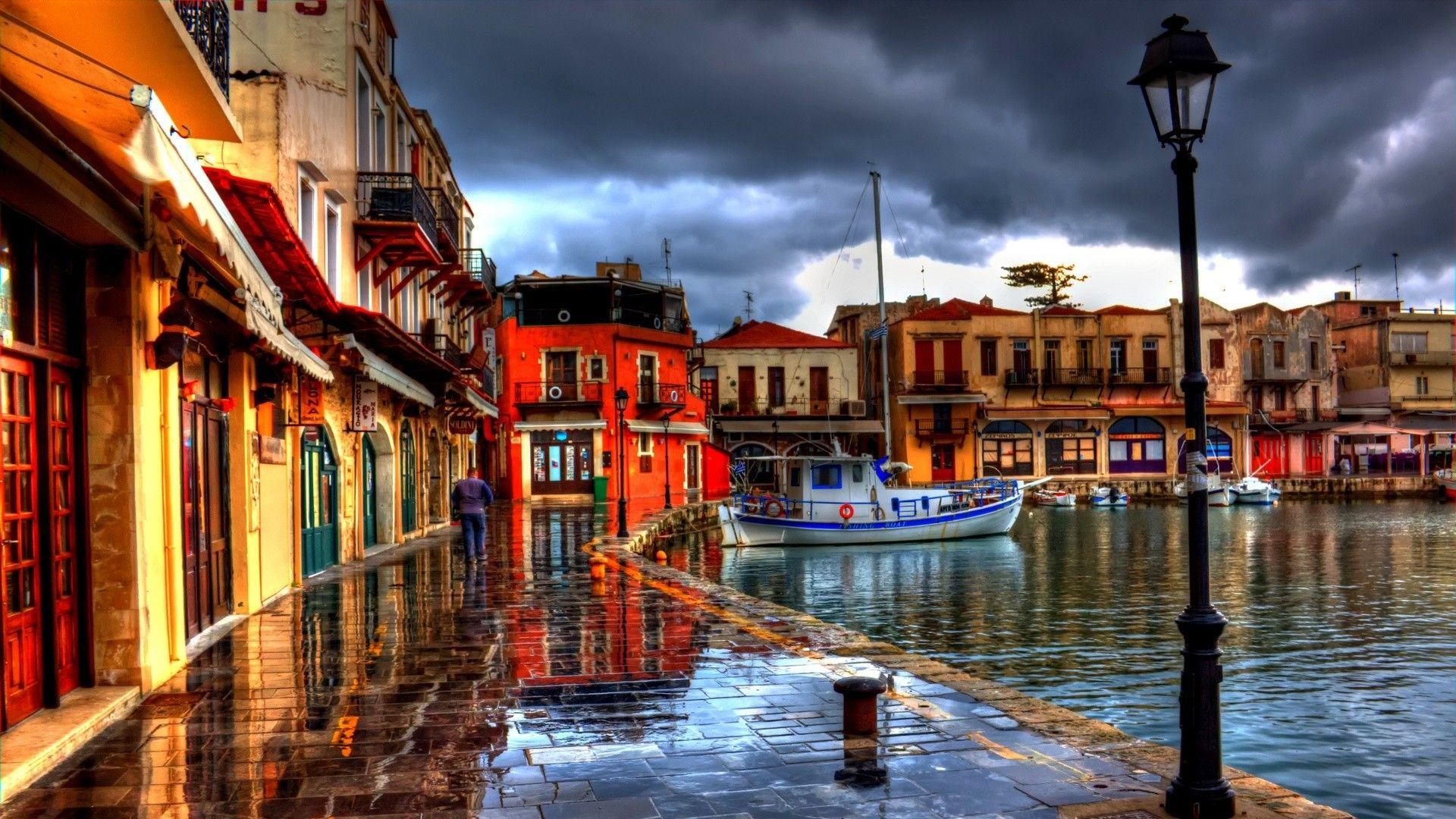 Rain harbor town views Wallpaper, Beach Picture and image