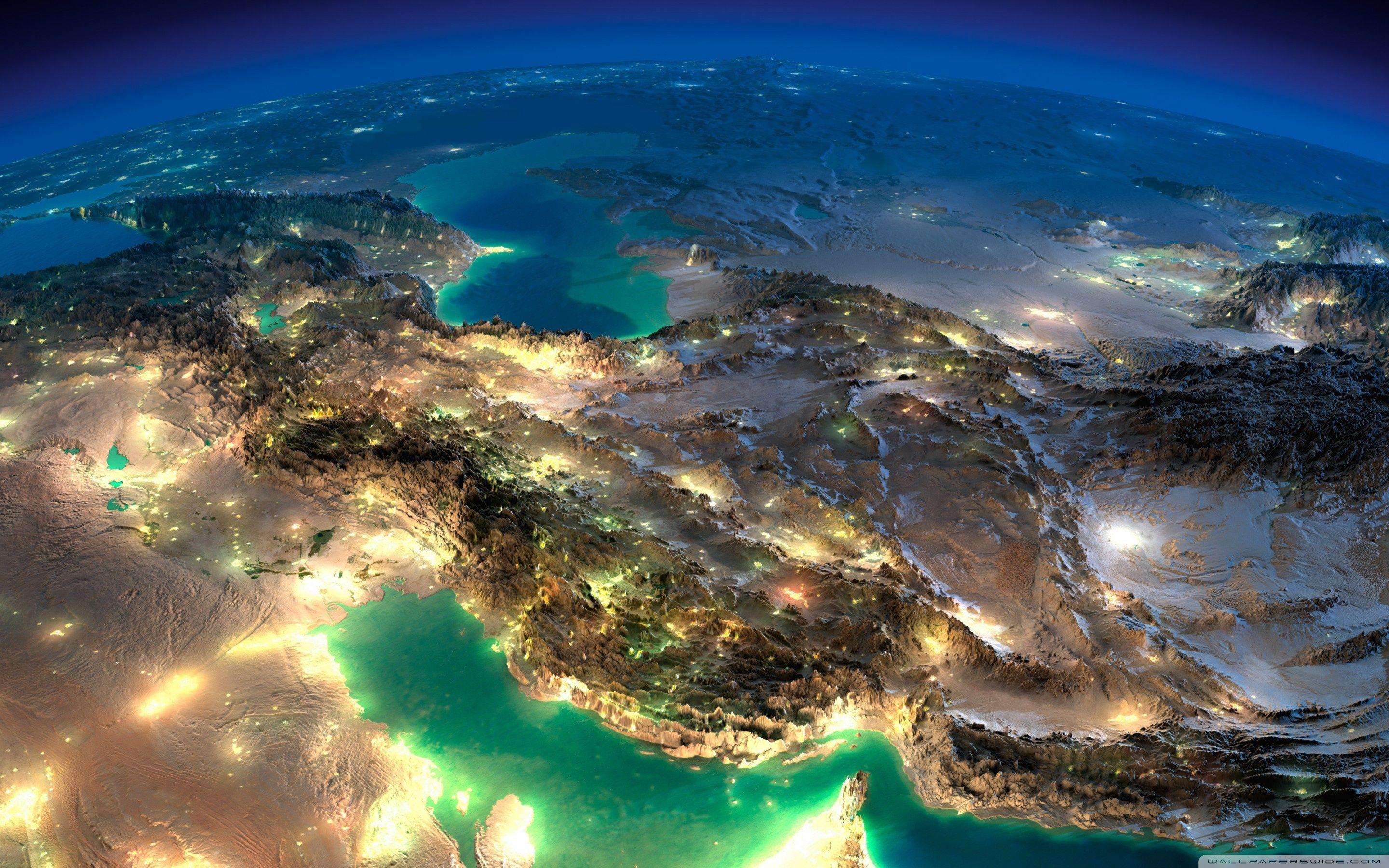 Very Nice Satellite Image Of Iran HD desktop wallpaper, High