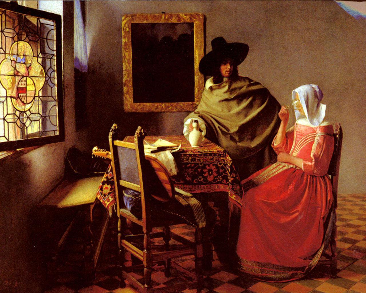 Best artist Vermeer Glass of Wine 1280x1024