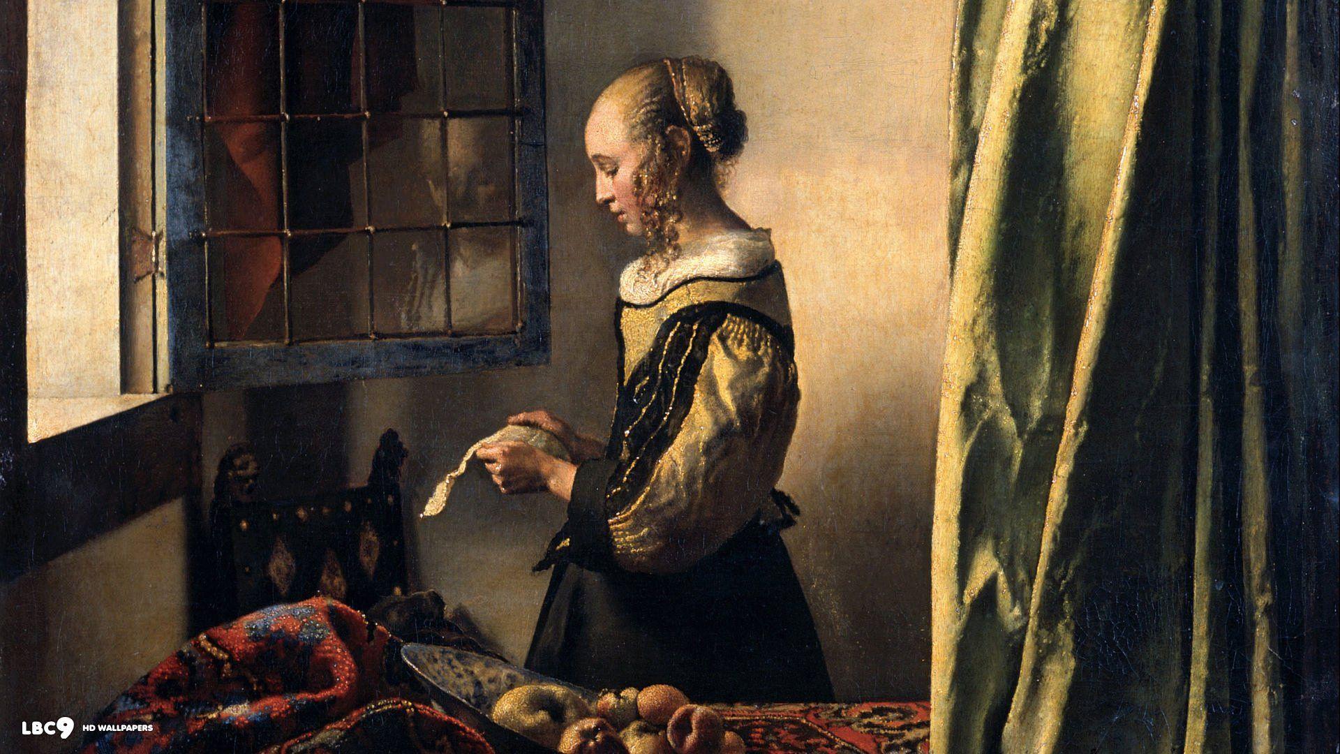 Wallpaper Jan Vermeer Girl Reading A Letter At An Open Window