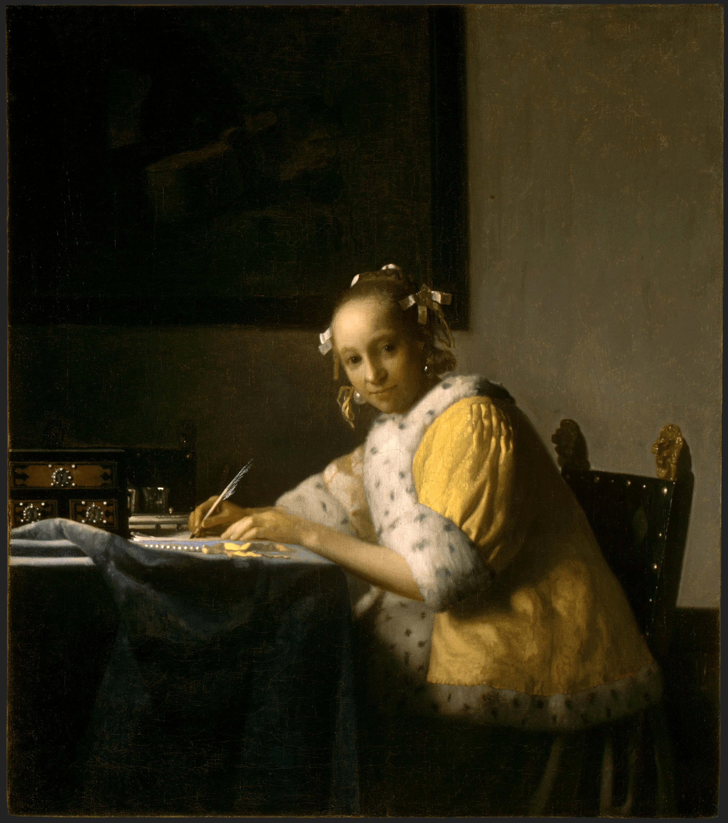 A Lady Writing 1666 Su Tela X 39.9 Cm. Jan