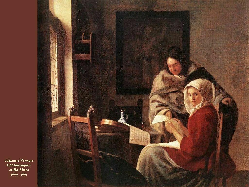 Johannes Vermeer Girl Interrupted At Her Music 1660