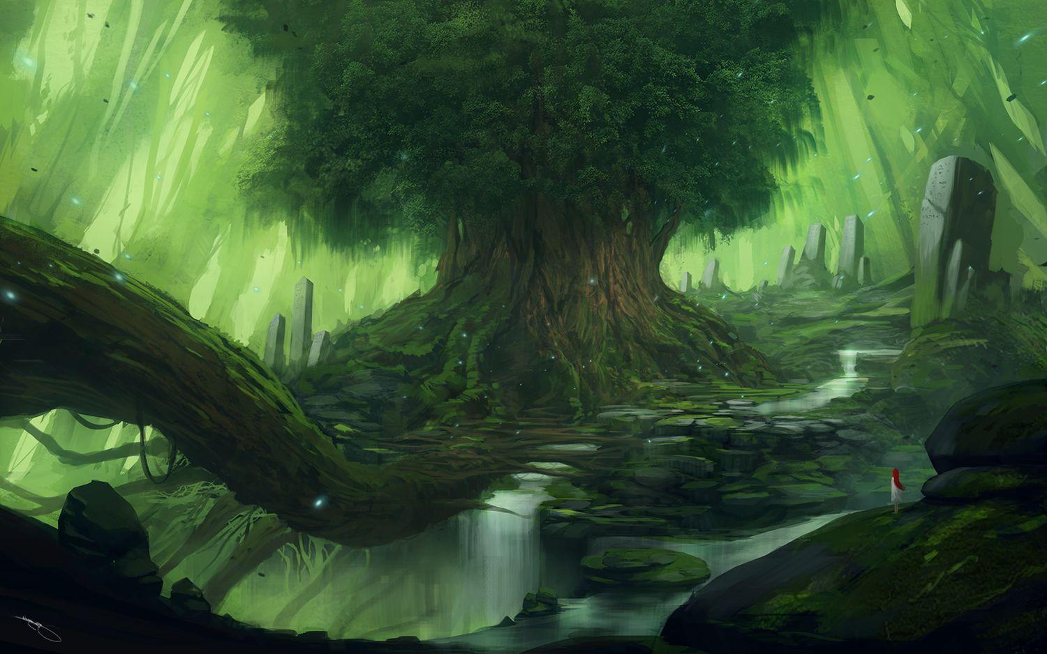 trees, Green, Redhead, Nature, Yggdrasil Wallpaper HD / Desktop