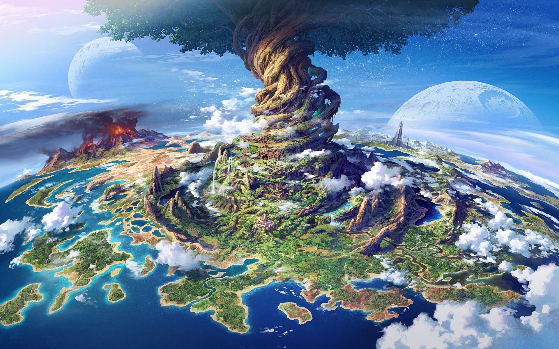 Earth, #planet, #World Tree, #Yggdrasil, #volcano, #Etrian Odyssey