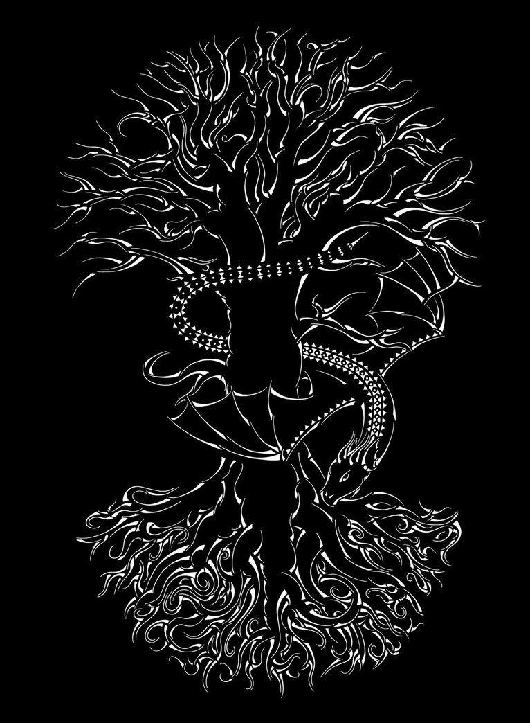 Tribal Yggdrasil Inverted Colors By Curvy Tribal