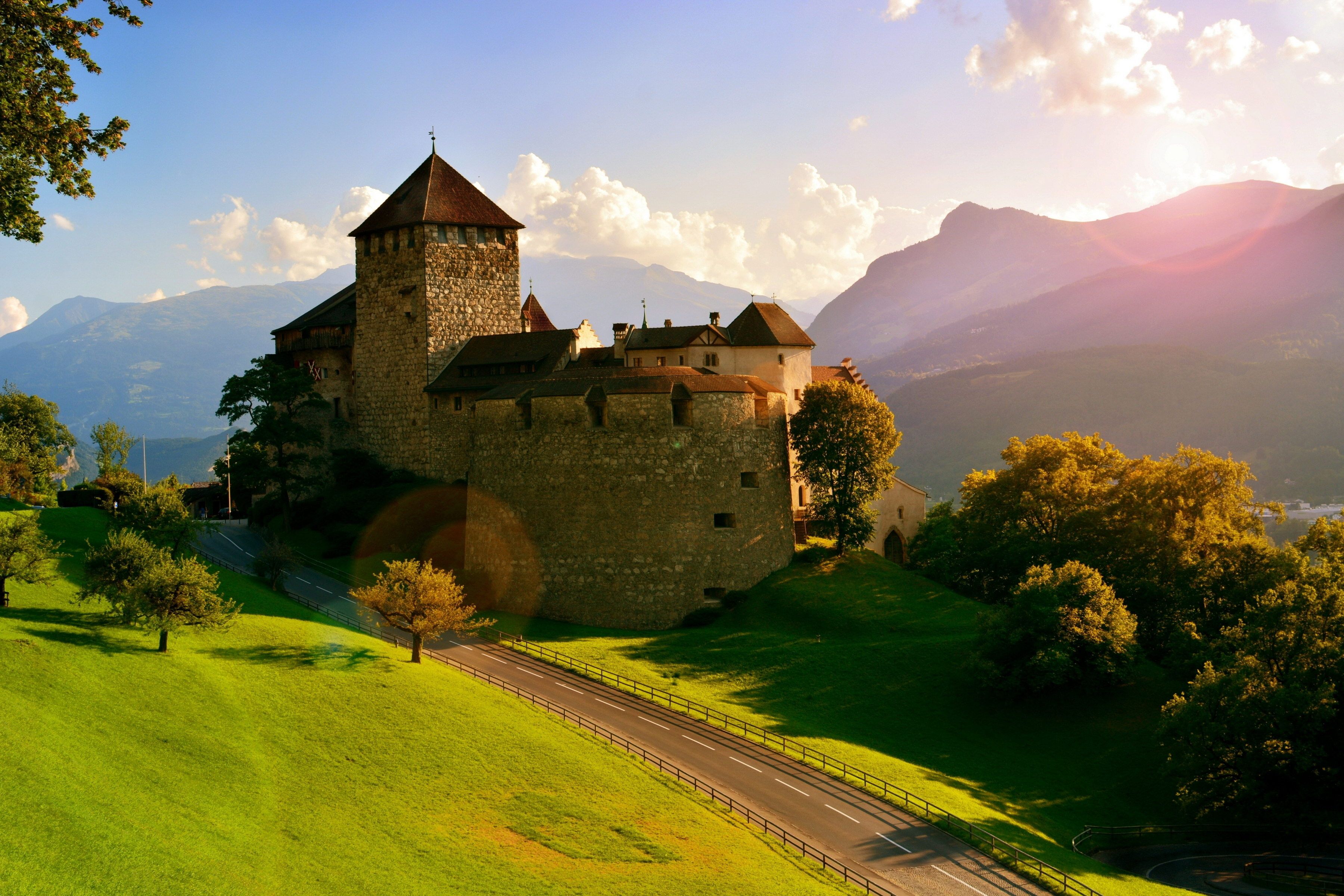 Wallpaper Vaduz Castle, Vaduz, Liechtenstein, Alps, grass, castle