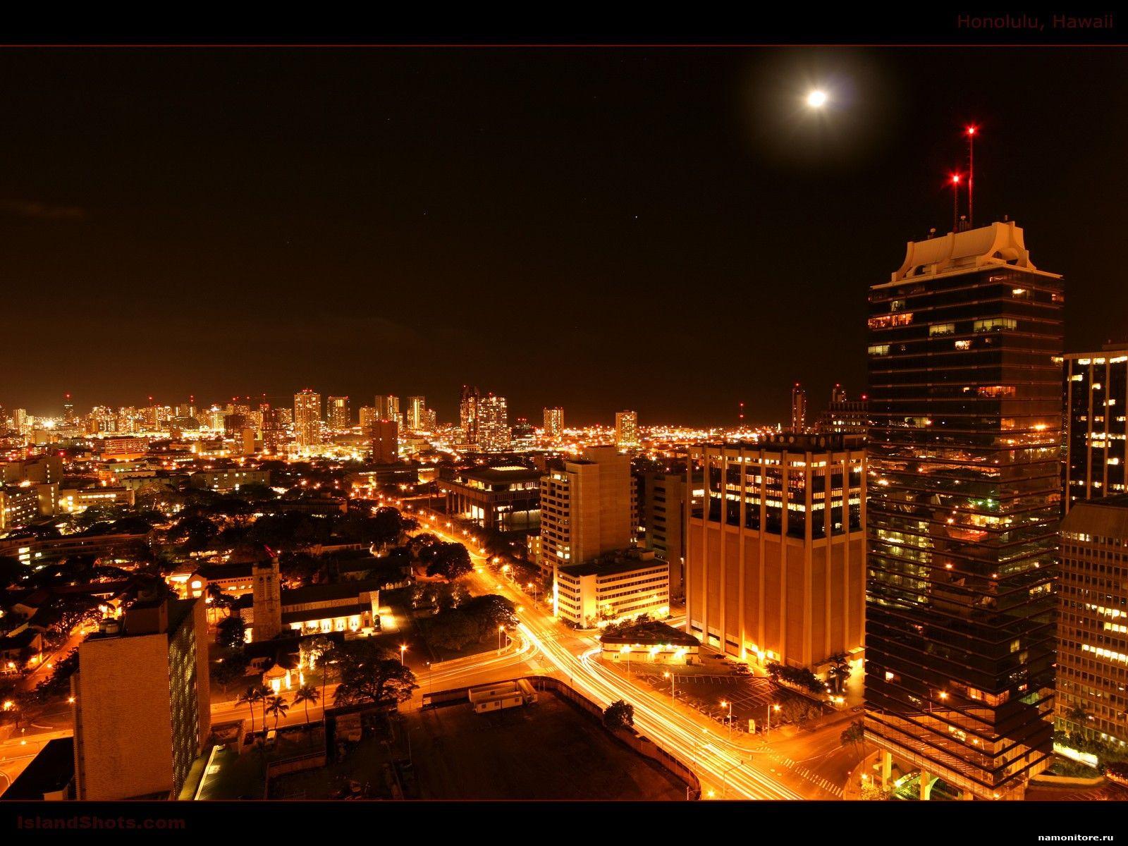 Honolulu, black, cities and countries, night 1600x1200