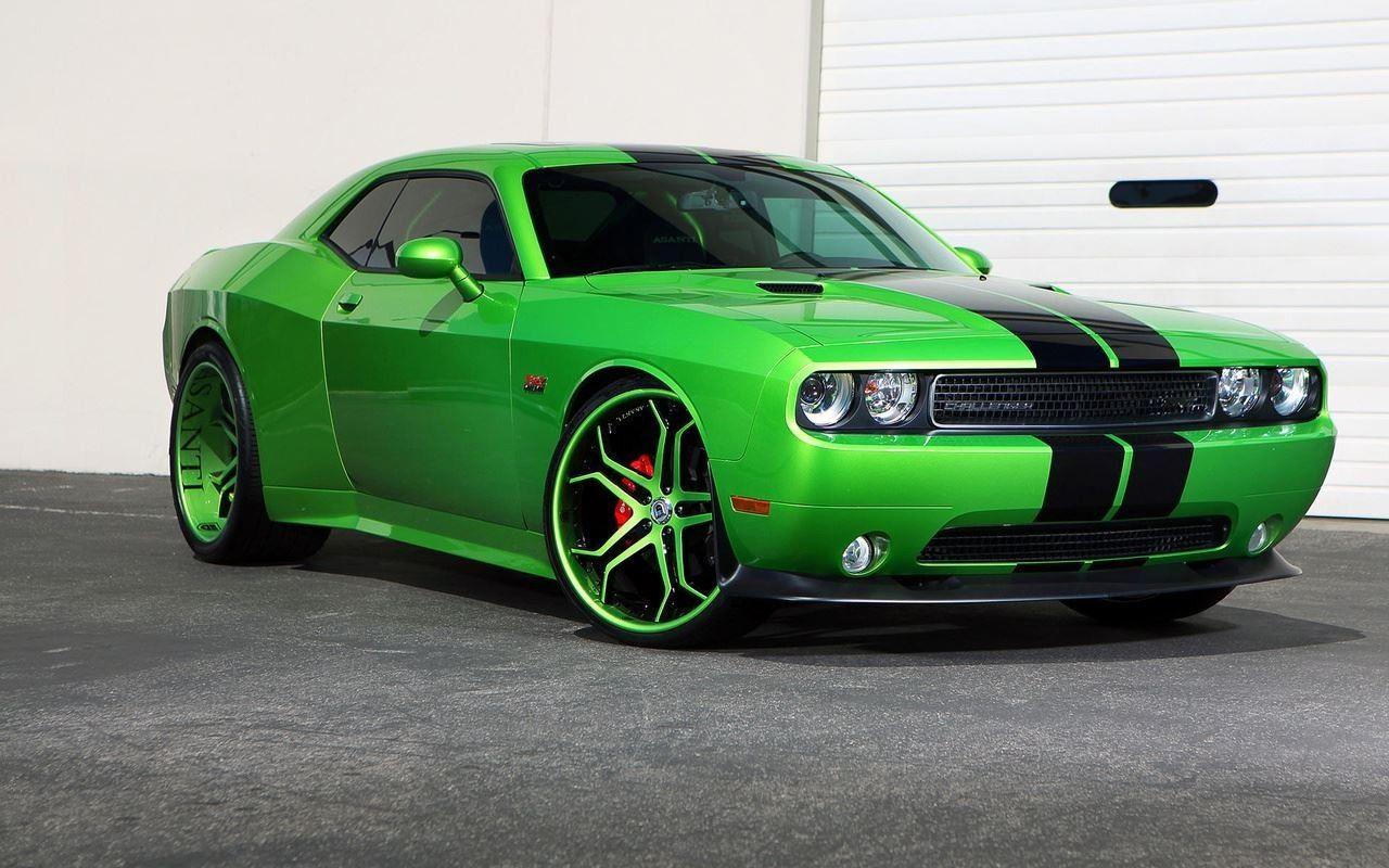 car, Green Cars, Dodge Challenger Hellcat, Vehicle Wallpaper HD