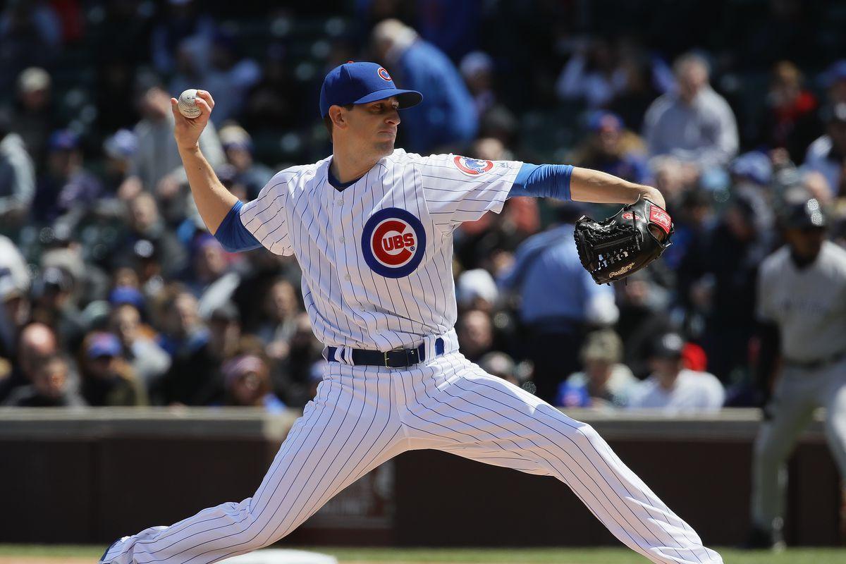 Download Kyle Hendricks Holding Baseball Wallpaper