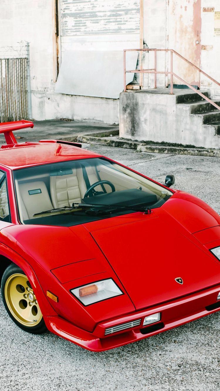 Download Wallpaper 750x1334 Lamborghini, Countach, Lp5000 s, Red