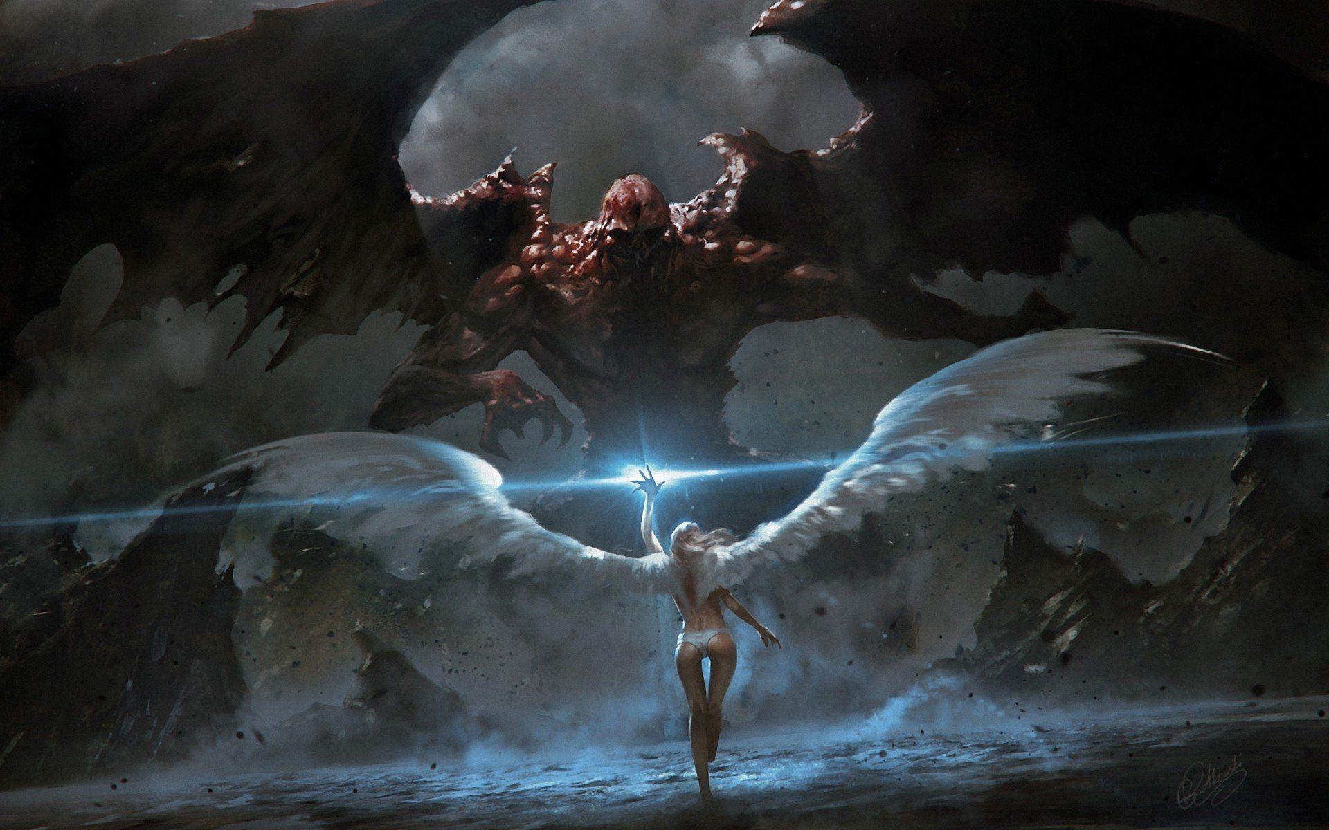 Angels Angel Wings Demons Demon Fantasy Art Fighting