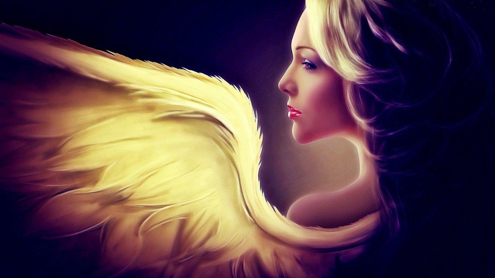 Angel wings girl fantasy hair face wallpaperx900