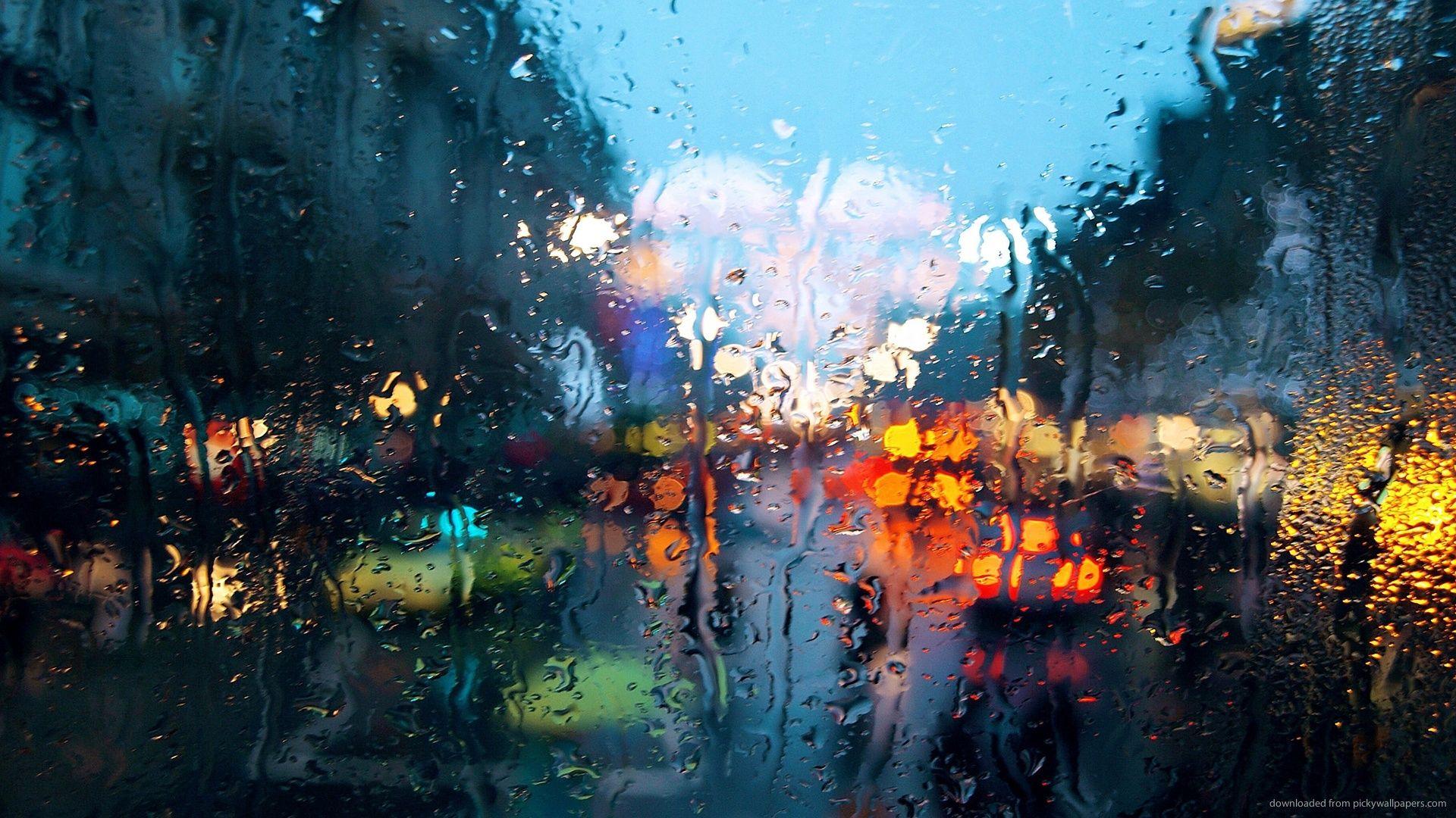 HD Blurry Rainy City Wallpaper