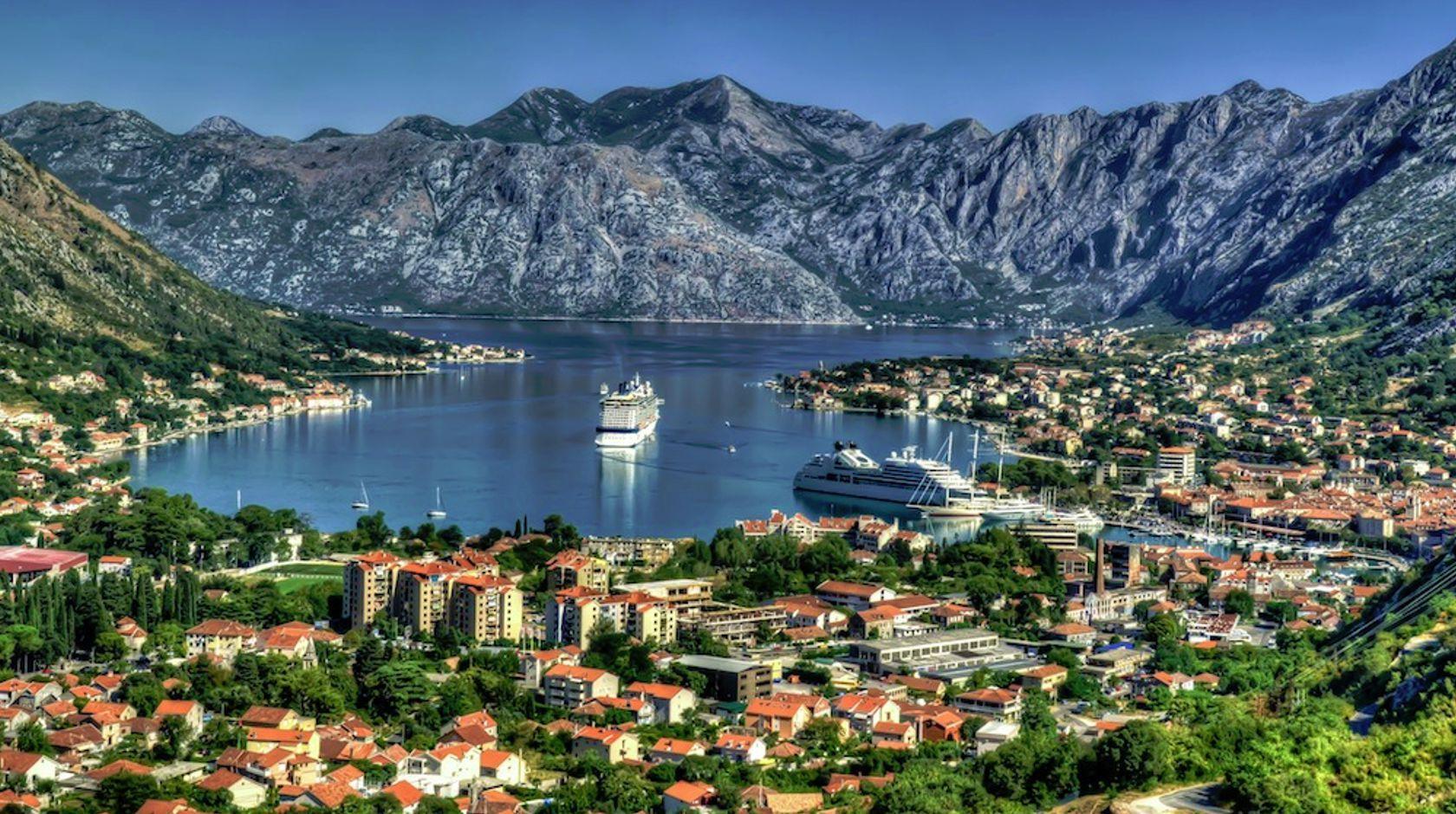 Wallpaper Montenegro Kotor bay Sea mountain Coast Houses Cities