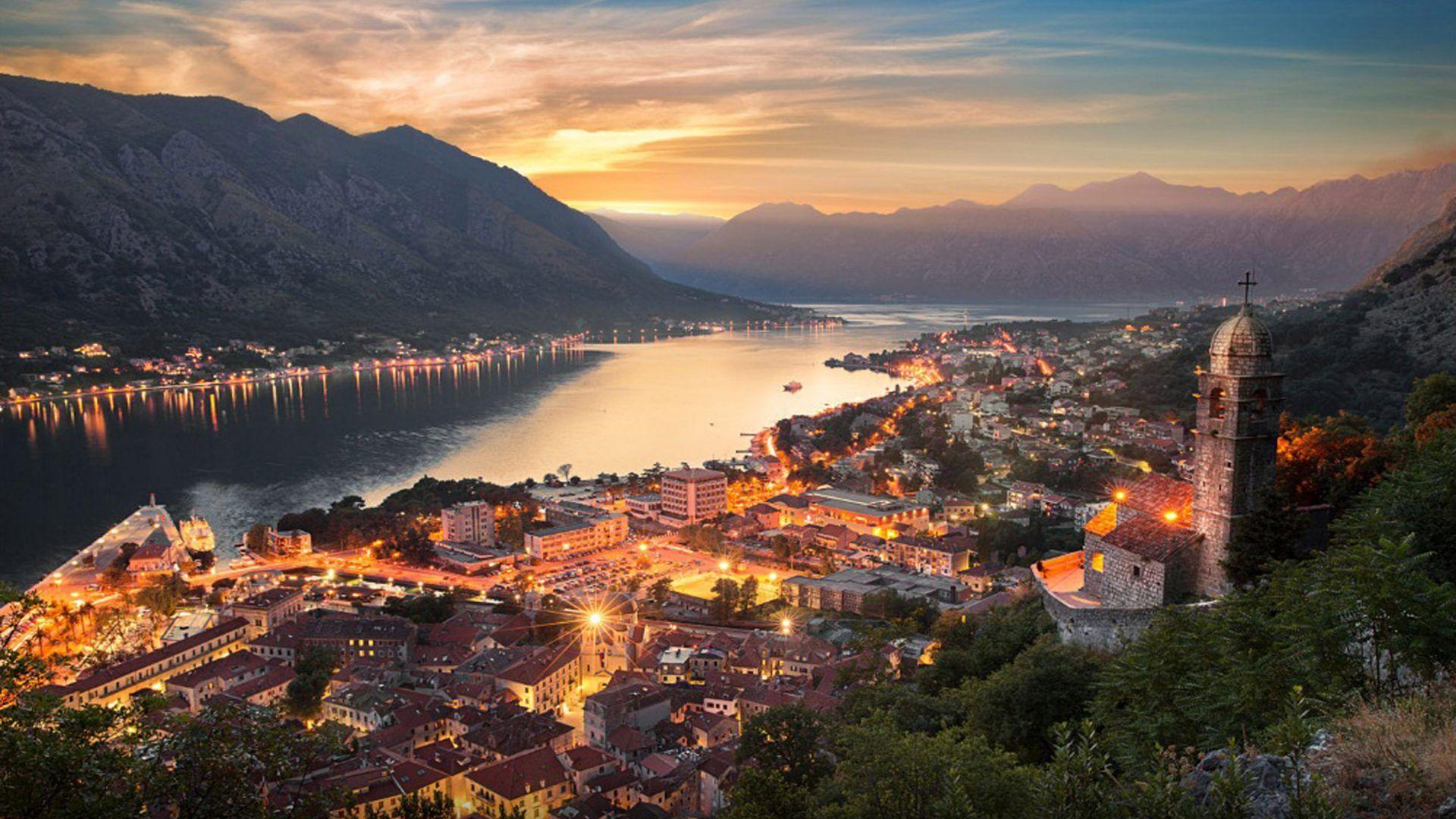 Montenegro City Kotor At Night Desktop Wallpaper HD 2880x1800