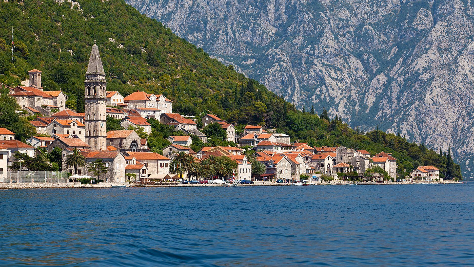 Photos Montenegro Perast Kotor bay Sea Coast Cities Houses 1920x1080