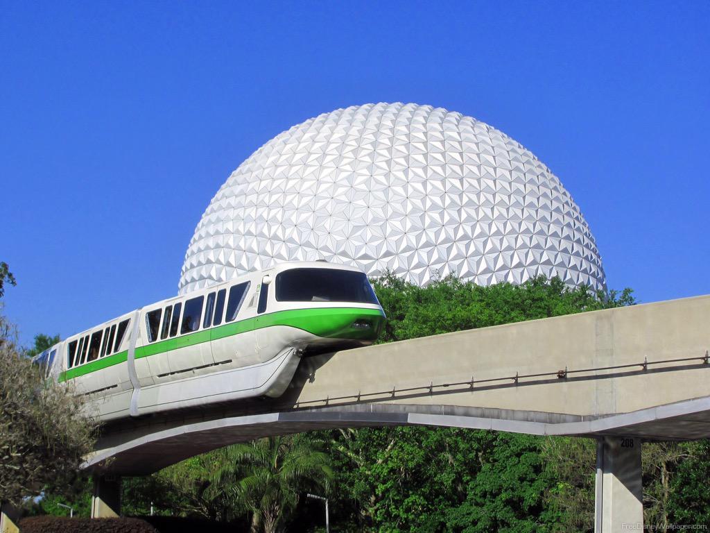 Green Monorail at Epcot. Walt Disney World in Florida
