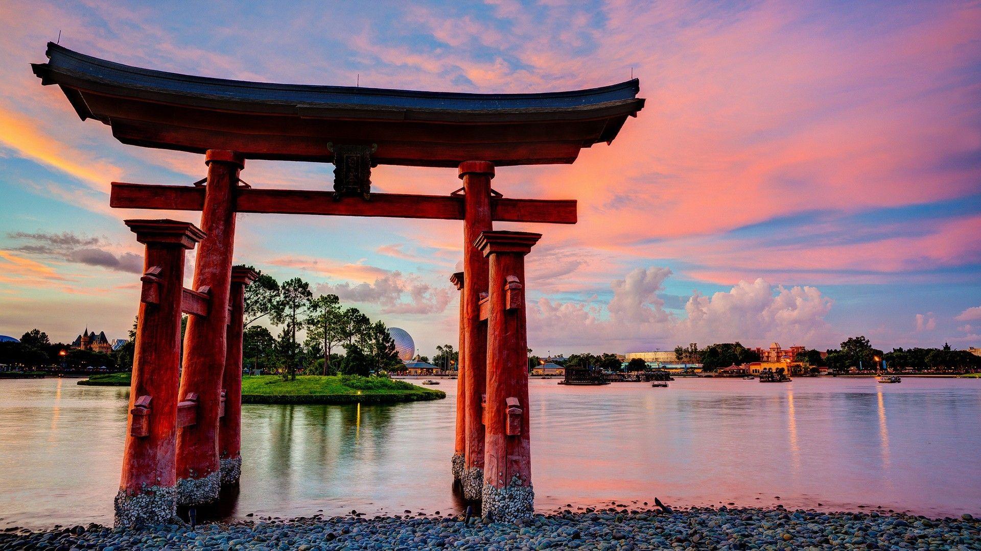 Epcot disneyland torii lakes culture japanese architecture