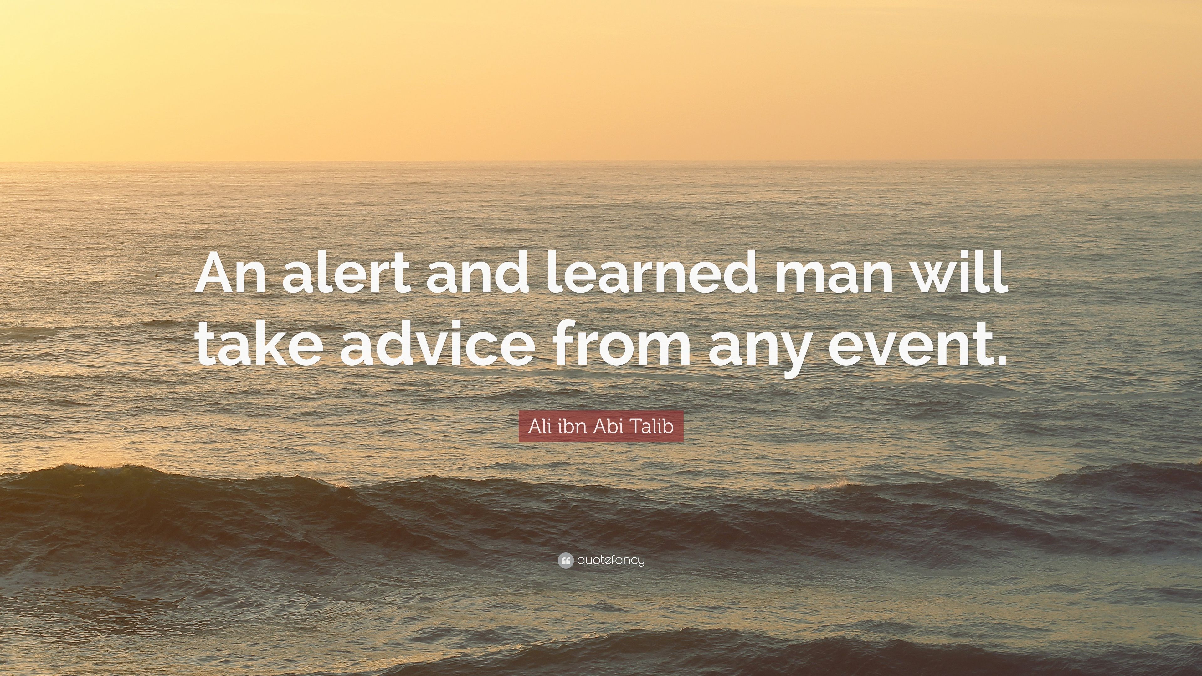 Ali ibn Abi Talib Quote: “An alert and learned man will take