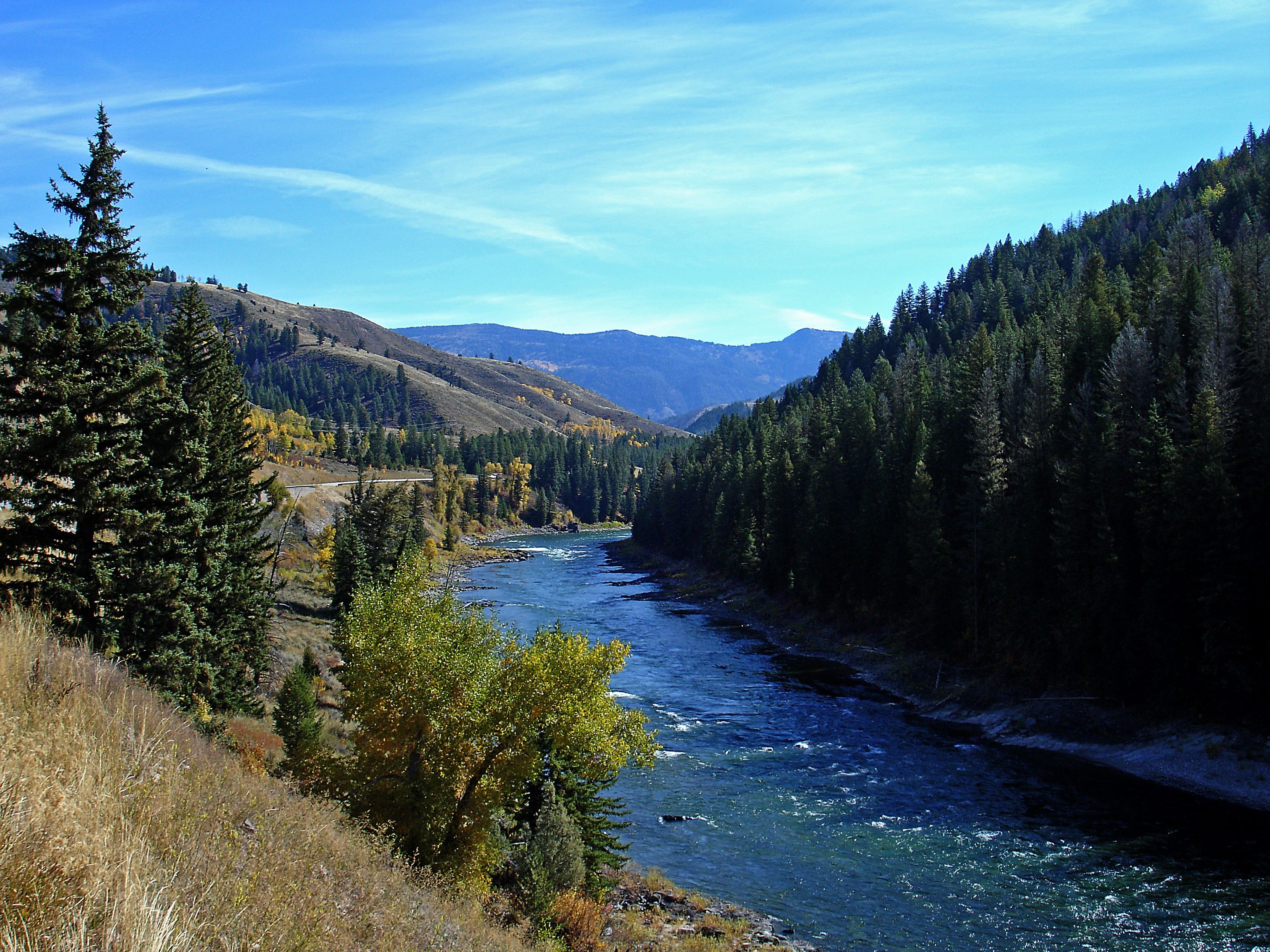 River Trees Mountains Idaho Snake Wallpaper HD Free Download