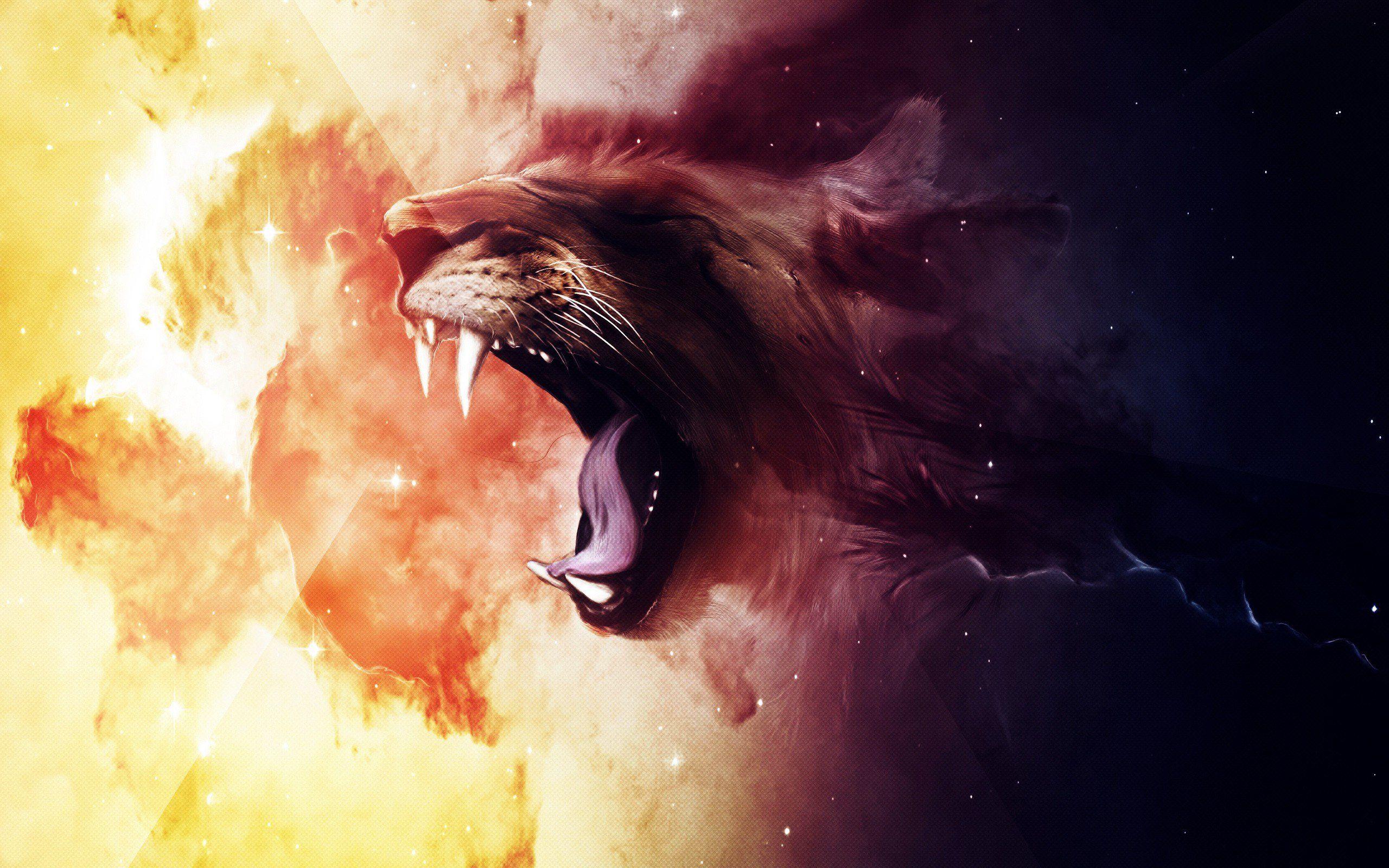 Roaring Lion. Creative HD 4k Wallpaper