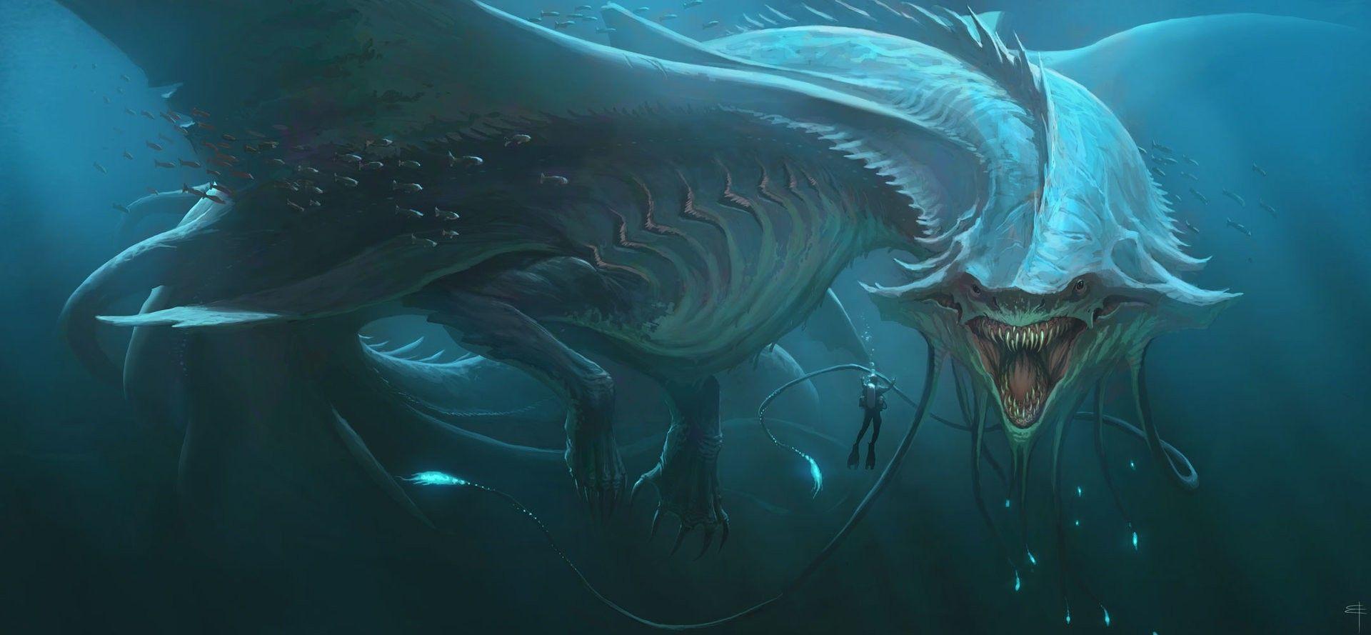 Sea Monster Underwater Creature Wallpaper HD Artist 4K Wallpapers Images  and Background  Wallpapers Den