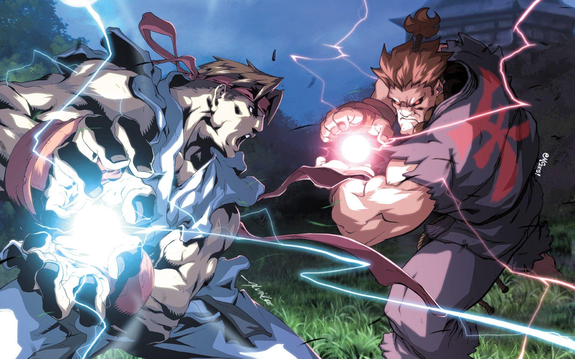 Akuma vs Ryu Street Fighter V games HD wallpaper