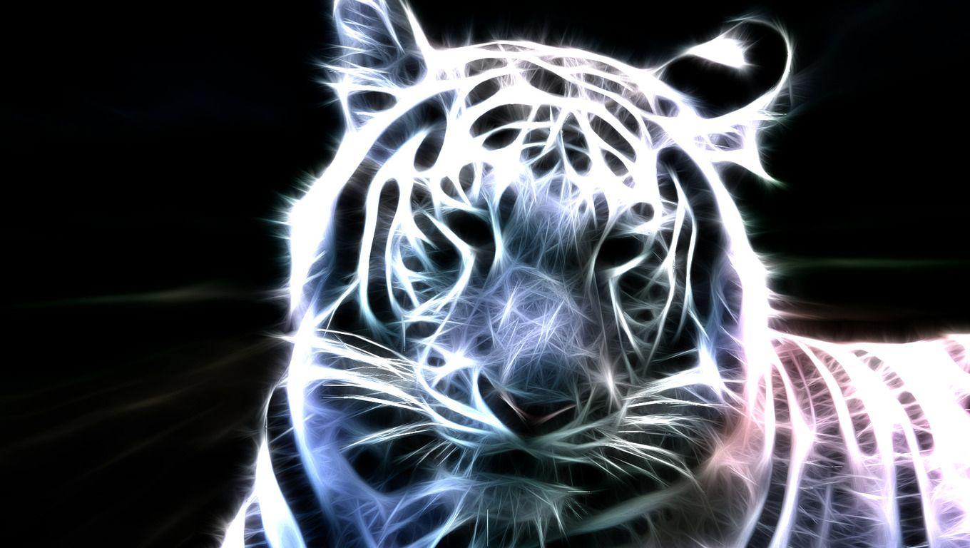 Neon_White_Tiger_Wallpaper_ (1360×768). Neon animals