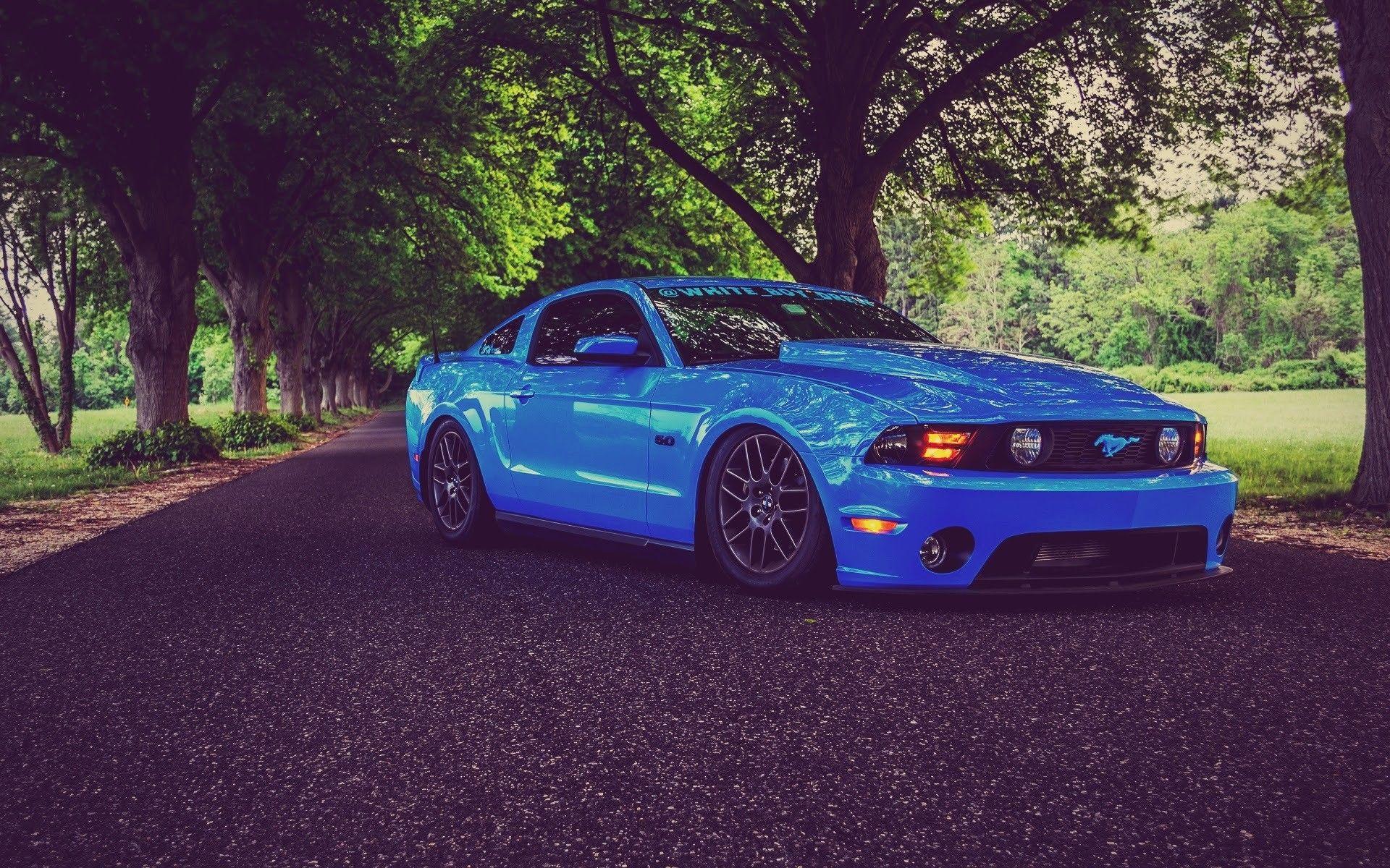 Ford Mustang, Muscle Cars, Low Ride, Tuning, Blue Cars Wallpaper