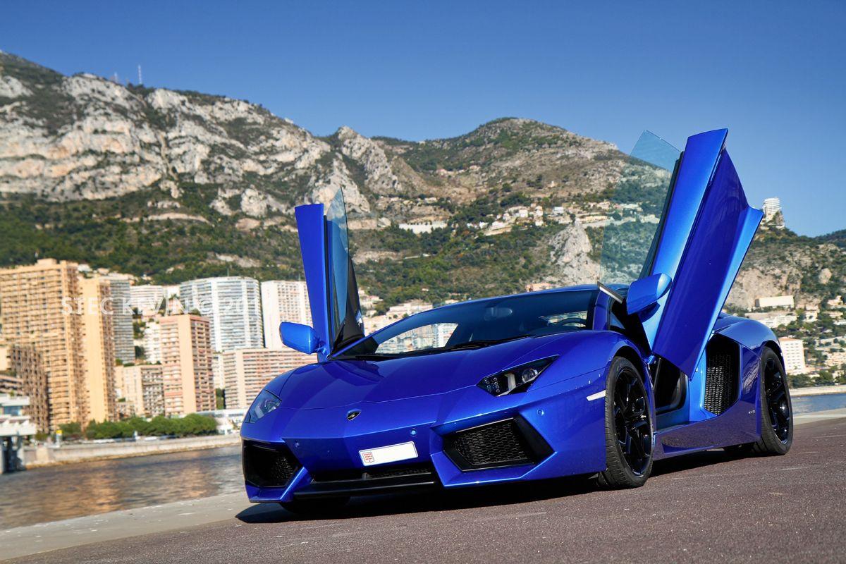 Background Lamborghini Aventador Blue On Car Wallpaper HD