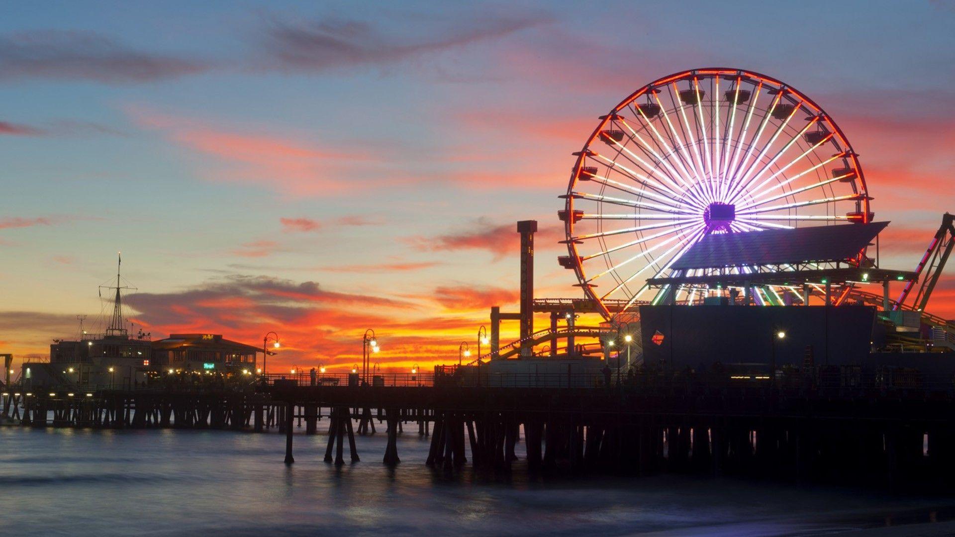 Sunset pier california santa monica wallpaper