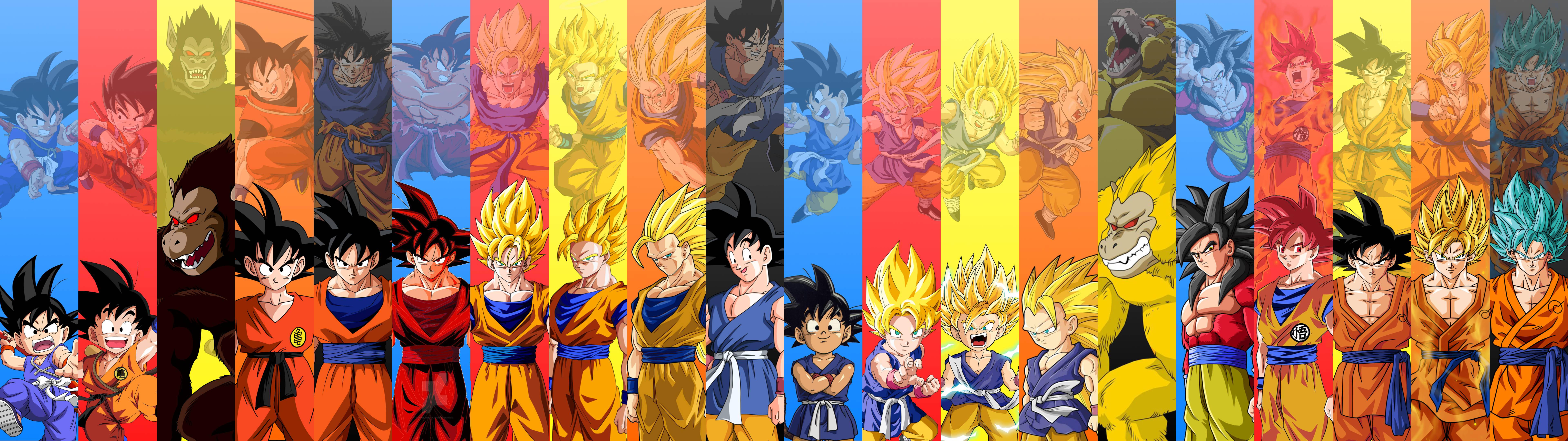 4K Dual Monitor Wallpaper I Just Made [7680x2160] Forms & Outfits For Goku, Vegeta, And Gohan. Enjoy!