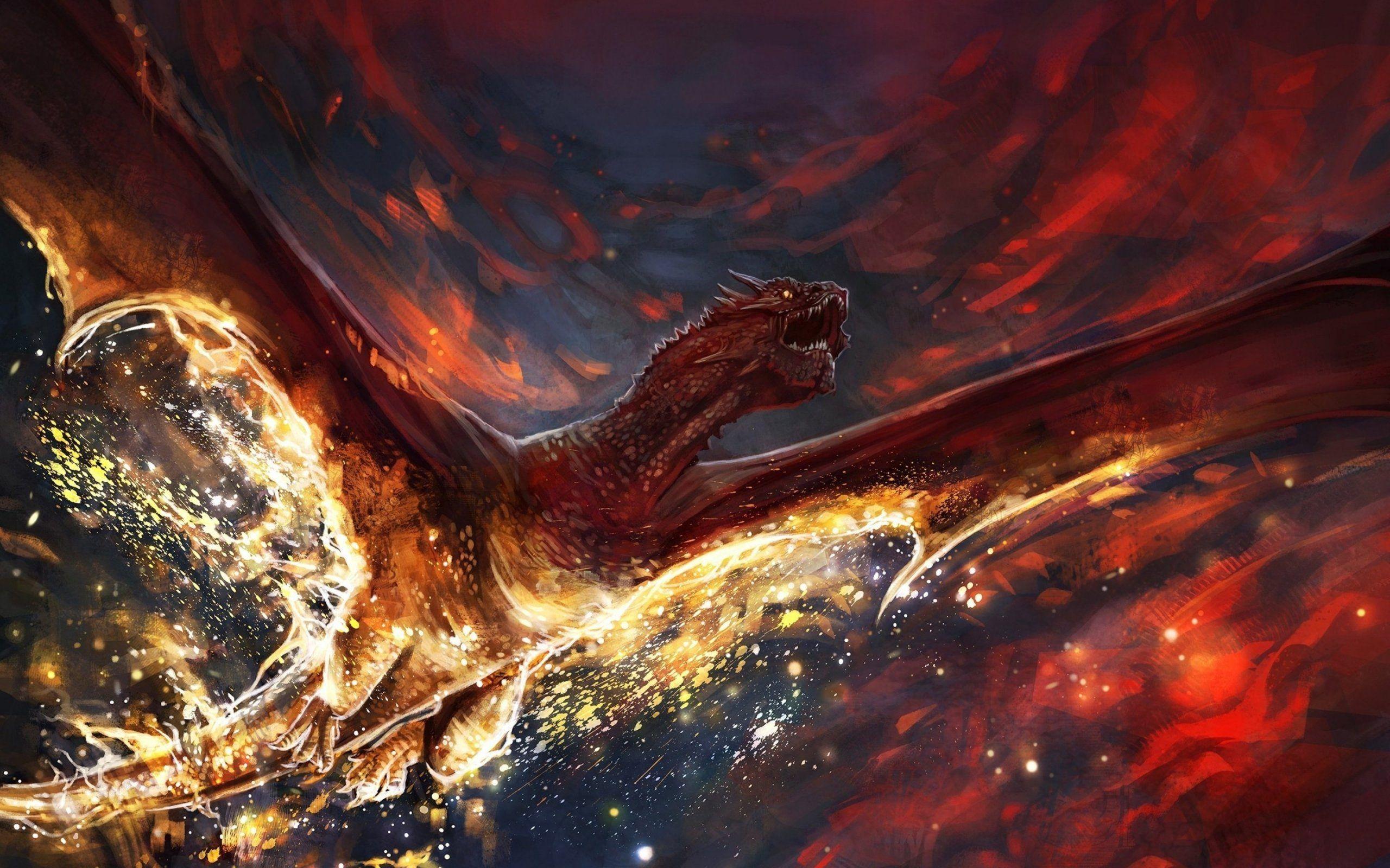 fire dragon fantasy wallpaper