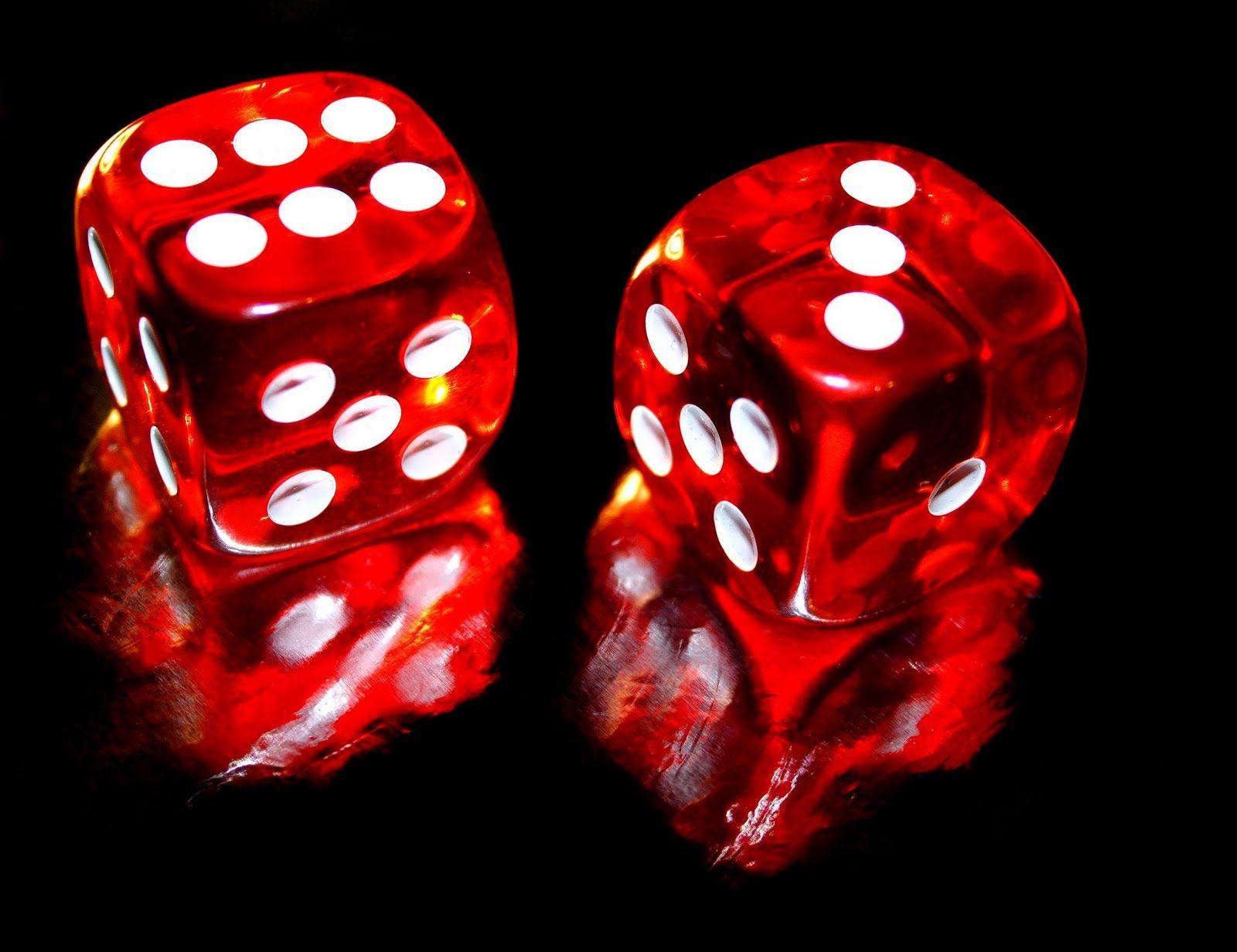 Awesome Two Red Cool Dice In Gambling Background HD Wallpaper