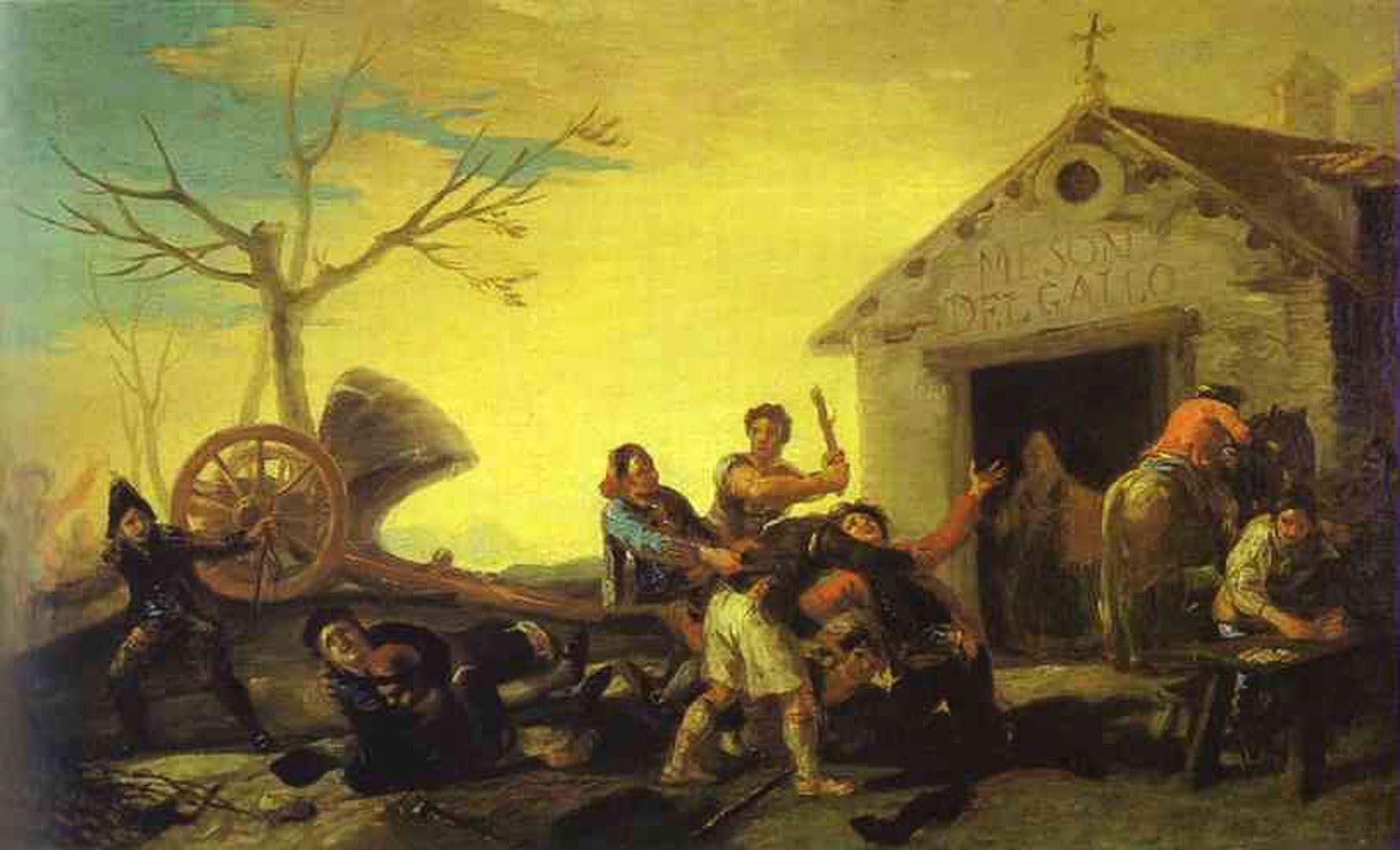 Fight At The Cock Inn Goya Wallpaper Image
