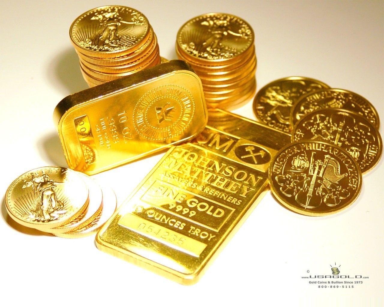Gold bars and coins wallpaper and image, picture