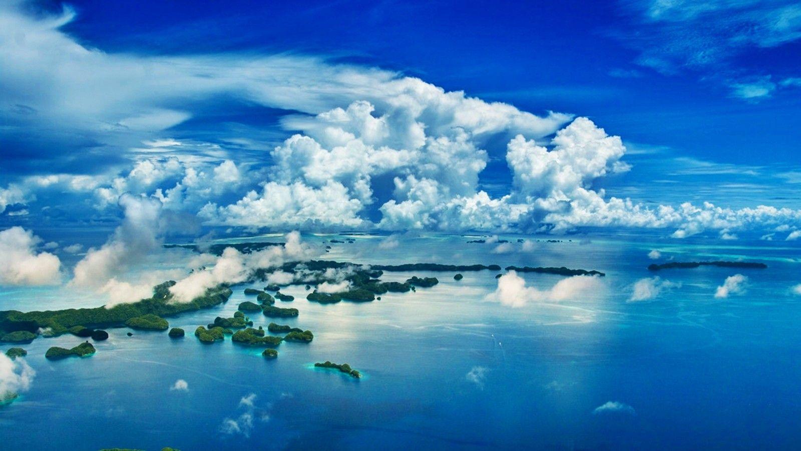 Oceans: Water Pacific Clouds Islands Palau Blue Landscape Ocean