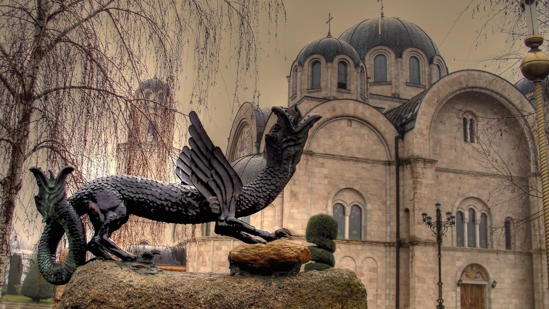 Religious: Church Holy Trinity Radovish Macedonia Statue Beige