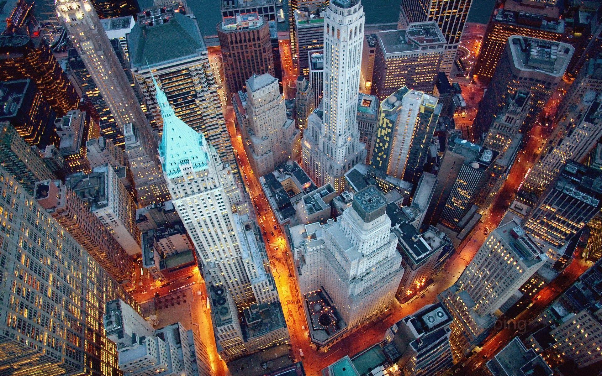 Wallpapers New York, evening, USA, Manhattan, Wall Street